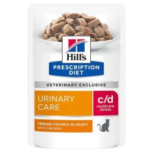 Hill's Prescription Diet 24 x 85 g en sobres para gatos - Pack Ahorro Problemas urinarios c/d Urinary Stress (pollo)