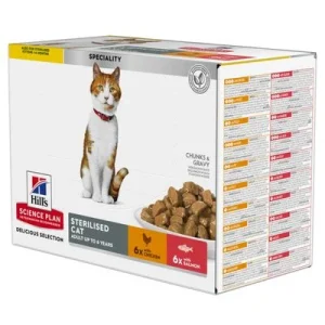 Hill's Science Plan 48 x 85 g en bolsitas para gatos - Pack Ahorro Young Adult Sterilised Pollo y salmón