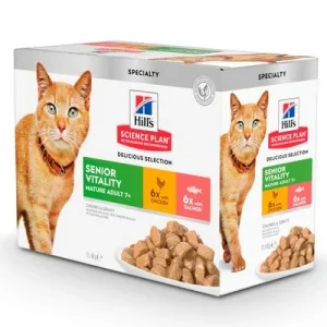 Hill's Science Plan Mature Adult 7+ Senior Vitality pollo y salmón 12 x 85 g