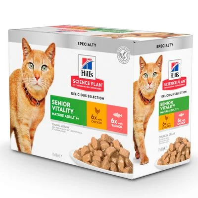 Hill's Science Plan Mature Adult 7+ Senior Vitality pollo y salmón 12 x 85 g