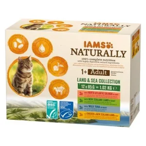 IAMS 48 x 85 g comida húmeda para gatos en oferta: 36 + 12 ¡gratis! Naturally Adult Mix (48 x 85 g)