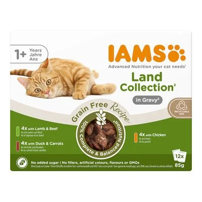 IAMS Advanced Nutrition Grain Free 12 x 85 g en oferta: 9 + 3 ¡gratis! Land Collection en salsa