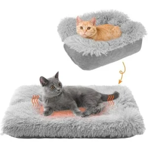 IntiMeg Colchoneta de cama de doble función para gatos y perros Gris