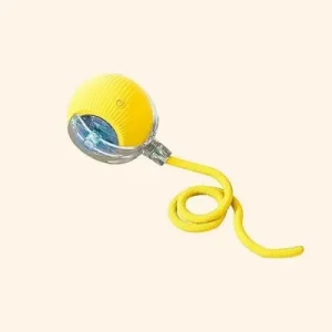 IntiMeg Juguete para gatos Pelota automática para gatos Llamador de pájaros con cuerda amarilla