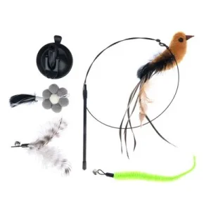 Juguete interactivo 4 en 1 zooplus Basics para gatos Caña 95 cm + 4 juguetes de 15 cm