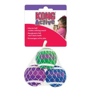 KONG Active pelotas de tenis con cascabeles para gatos 3 unidades