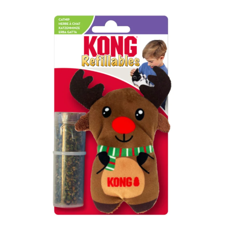 Kong Holiday Refillables Reno de peluche para gatos - Image 2