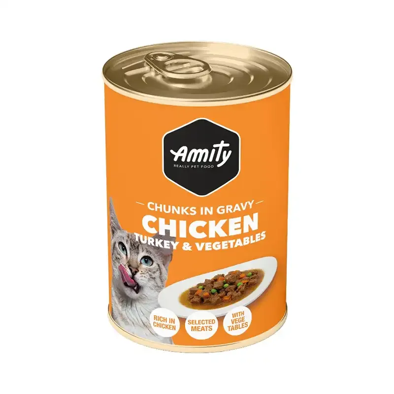 Latas Amity Chunks Chicken Turkey & Veg Adult Cat Wet Food 415 Gr