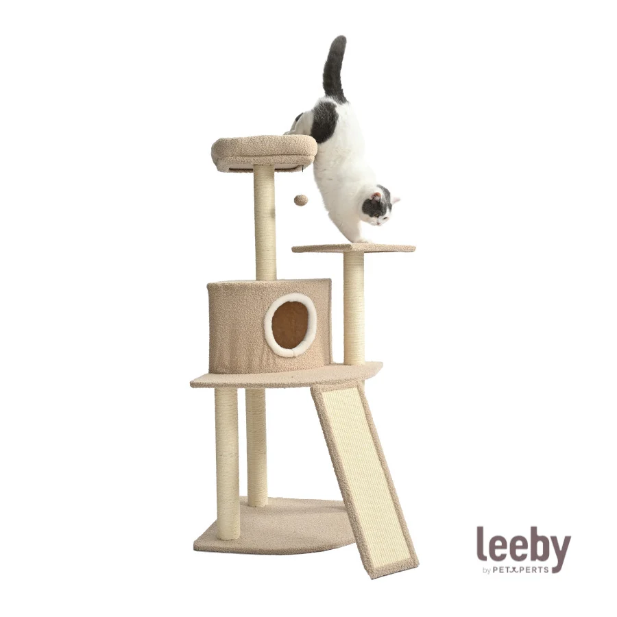 Leeby Boucle Collection Árbol rascador con cama nido y rampa para gatos - Image 2