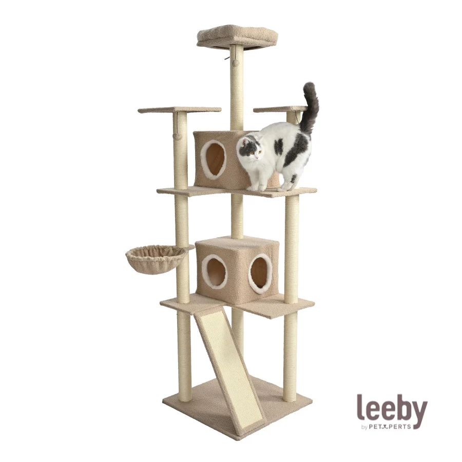 Leeby Boucle Collection Árbol rascador con camas y juguetes para gatos - Image 2