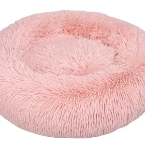 Leeby Cama Donut Antiestrés de Pelo Rosa para gatos