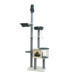 Leeby Cloud Collection torre rascador de techo con cama y juguete para gatos