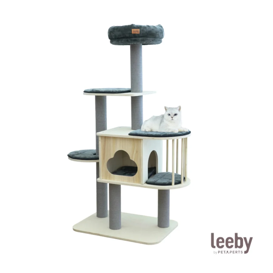 Leeby Cloud Collection torre rascador multiplataforma con cama nido para gatos - Image 2