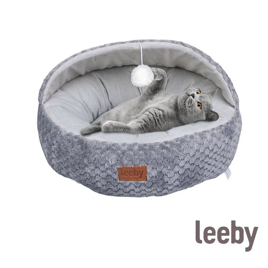 Leeby Cuna Gris y Blanco con Juguete para gatos - Image 2