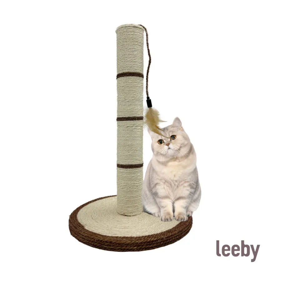 Leeby Isidoro rascador de sisal con juguete marron para gatos - Image 2