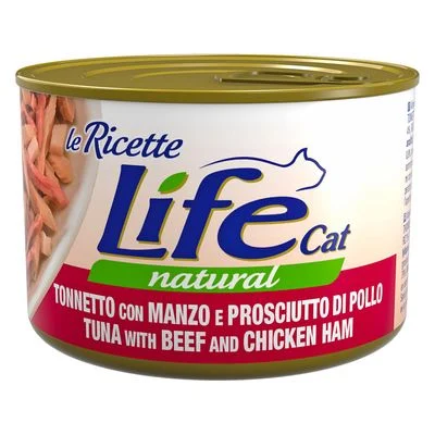 Life Cat «Le Ricette» 12 x 150 g - Pack Ahorro Atún, carne de vacuno, jamón