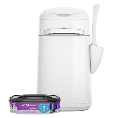LitterLocker® Genie cubo para la eliminación de arena para gatos, blanco LitterLocker® (incluye un cartucho de recambio)