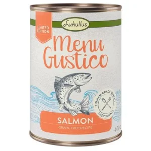 Lukullus Menu Gustico con salmón y zanahoria, alfalfa y espinacas 6 x 400 g