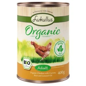 Lukullus Organic 12 x 400 g - Pack Ahorro Pollo con zanahoria (sin gluten)