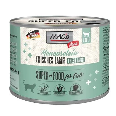 MAC's Mono Sensitive 6 x 200 g en latas para gatos Cordero