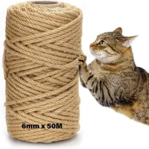 MCBOSON Cuerda de sisal para rascador de gatos, 6 mm x 50 m