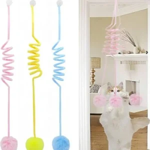 MCBOSON Juego de 3 pelotas de peluche colgantes con cascabeles para gatos 3 piezas