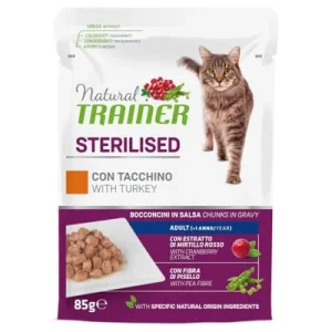 Natural Trainer Adult Sterilised 12 x 85 g pavo