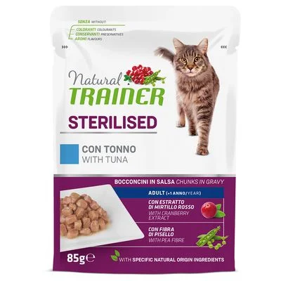 Natural Trainer Adulto Sterilised 24 x 85 g para gatos con atún