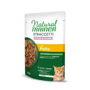 Natural Trainer Straccetti Kitten & Young tiras en salsa 28 x 70 g Pollo