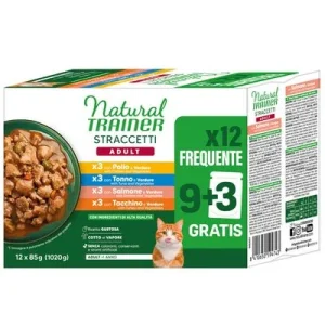 Natural Trainer tiras en salsa 12 x 85 g Pack mixto (pollo, salmón, atún, pavo)