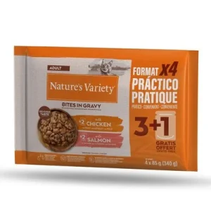 Nature's Variety Bites en salsa Adult 44 x 85 g con pollo y salmón