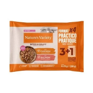 Nature's Variety Kitten Bites en salsa 44 x 70 g - Pack ahorro Pollo y salmón