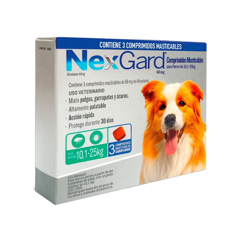 Nexgard para Perros 10,1 a 25 Kg 3 Dosis Masticables
