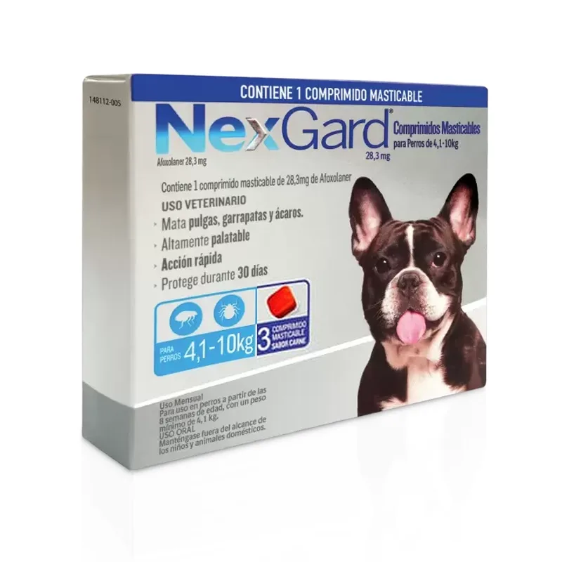 Nexgard para Perros 4,1 a 10 Kg 3 Dosis Masticables