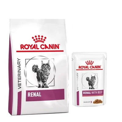 Pack nutrición mixta: pienso + sobres Royal Canin Veterinary Renal (4 kg + 12 sobres de pollo)