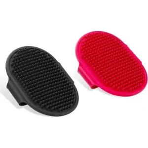 Pawffee 2 cepillos de silicona rojo/negro para baño y masaje de mascotas 1 pieza