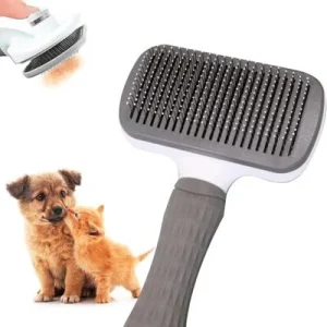 Pawffee Cepillo autolimpiante de acero y silicona perros gatos - Comfort 1 pieza