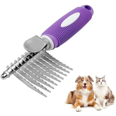 Pawffee Cepillo de acero suave antienredos morado para perros y gatos 1 pieza