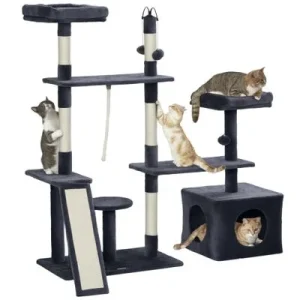 PawHut Árbol para Gato 124.5x40x134 cm Gris Oscuro 1 Article