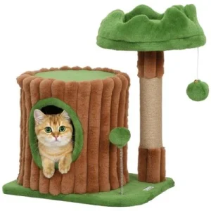 PawHut Árbol para Gato 40x30x53 cm Marrón y Verde 1 Article