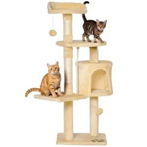 PawHut Árbol para Gato 40x40x114cm Beige 1 Article