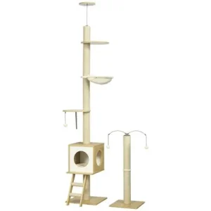 PawHut Árbol para Gato 40x40x285 cm Beige 1 Article