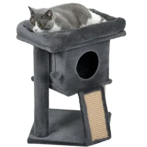 PawHut Árbol para Gato 40x40x57 cm Gris Oscuro 1 Article