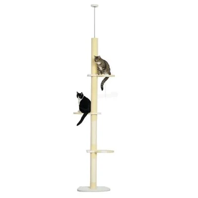 PawHut Árbol para Gato 47x34x260 cm Amarillo 1 Article