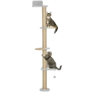 PawHut Árbol para Gato 48x21x180 cm Gris Claro 1 Article
