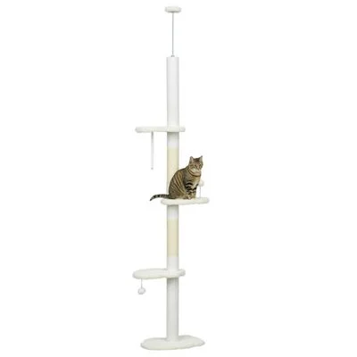 PawHut Árbol para Gato 48x32x255 cm Blanco 1 Article