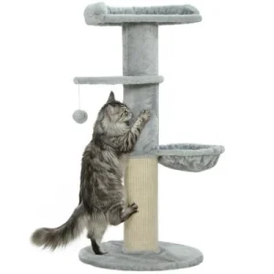 PawHut Árbol para Gato 48x48x103.5 cm Gris Claro 1 Article