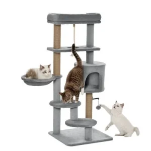 PawHut Árbol para Gato 48x48x120 cm Gris 1 Article