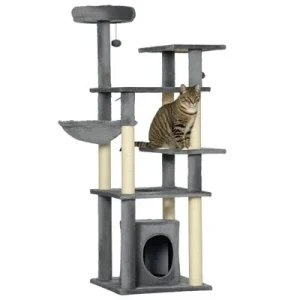PawHut Árbol para Gato 49x49x144 cm Gris 1 Article