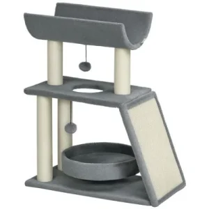 PawHut Árbol para Gato 60x30x76 cm Gris Claro 1 Article